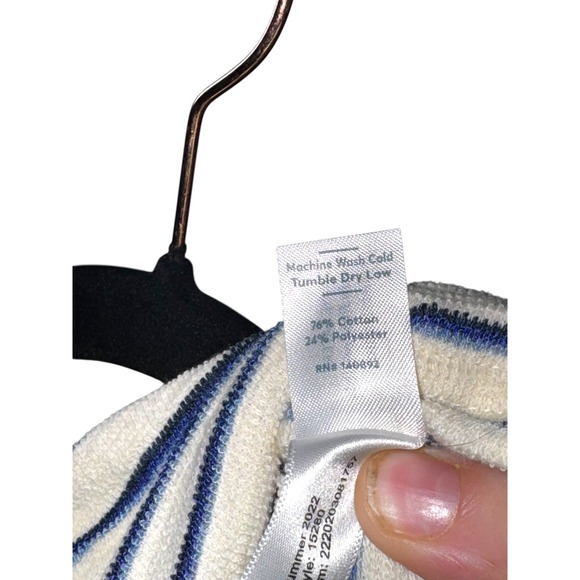 Marine Layer Playa Hoodie Navy Cream Stripe Cotton Blend Pullover | Sz XS | NWT - Picture 8 of 9